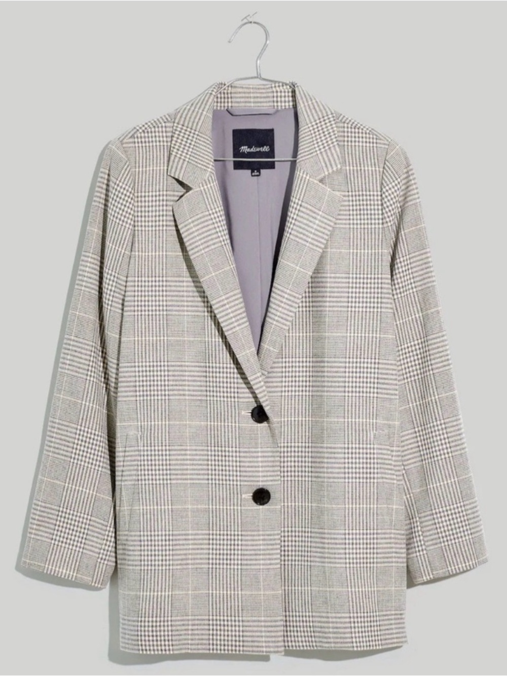 Madewell The Dorset Blazer Small Galloway Plaid Gray Wool Blend Oversized women - Picture 2 of 13